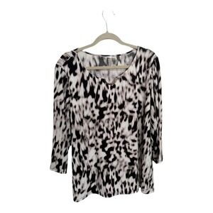 Calvin Klein Animal Print Plus Size 2X 3/4 Sleeve Dressy Shirt Blouse Office